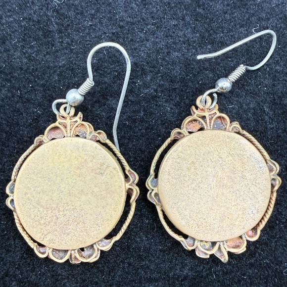 Vintage Silver Gold-tone Alchemia Abalone Shell Drop Earrings Iridescent Green - Picture 2 of 3